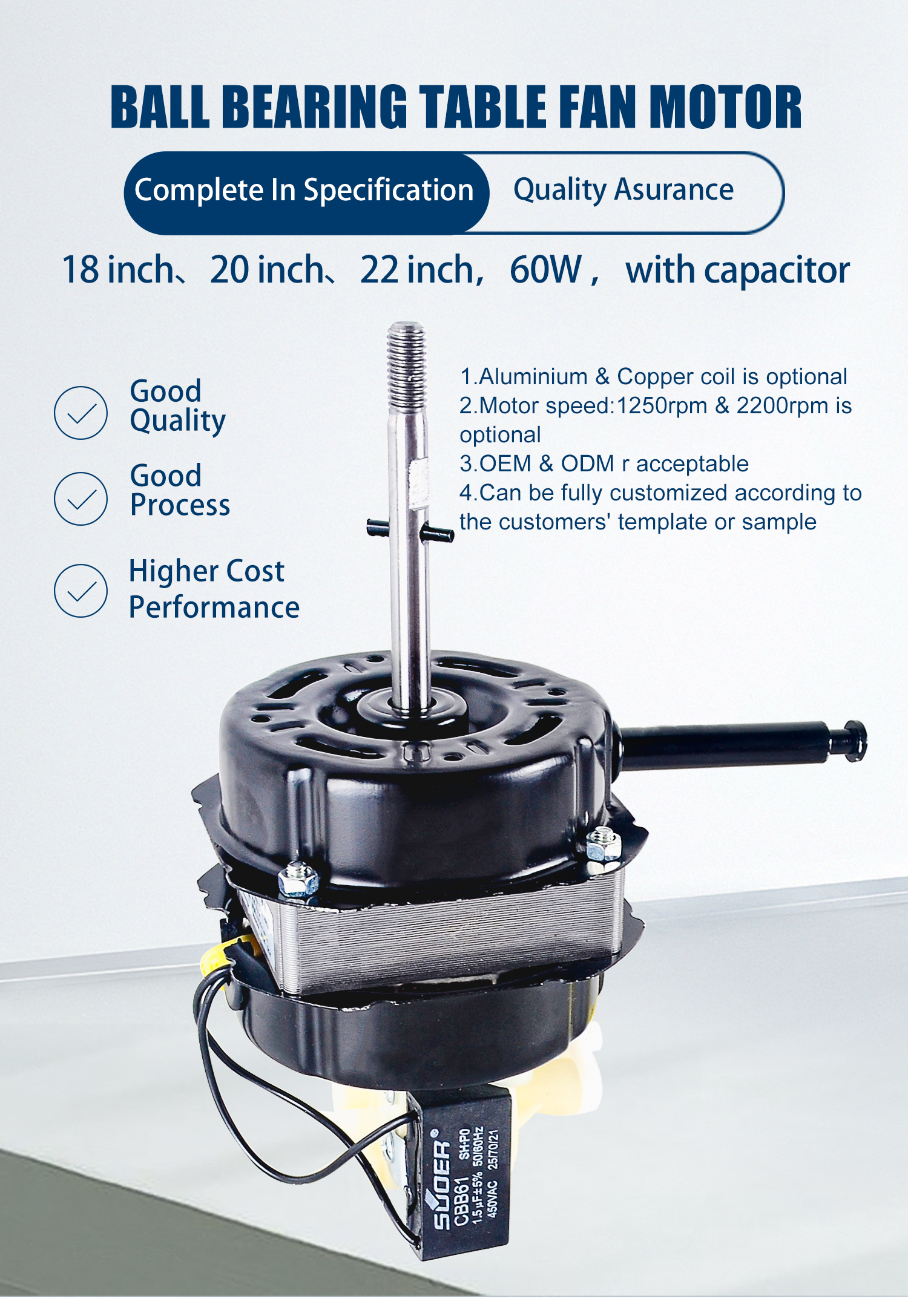 Table fan-18mm-Aluminium-Capacitor-B06010227 - Fan Motor - Foshan