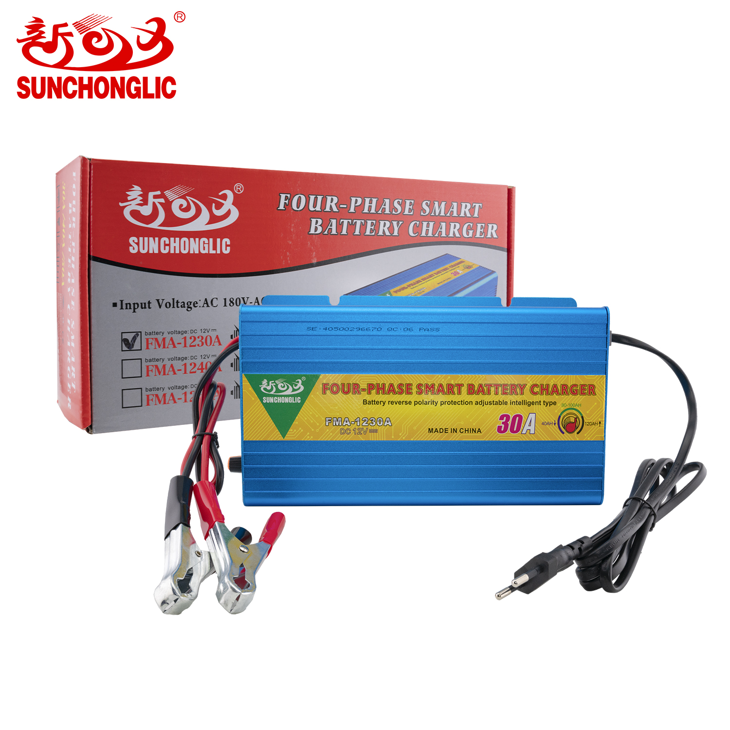 Sunchonglic smart 12V 30A GEL AGM lead acid battery charger 