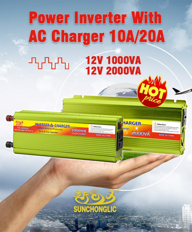 Solar power inverter with charger