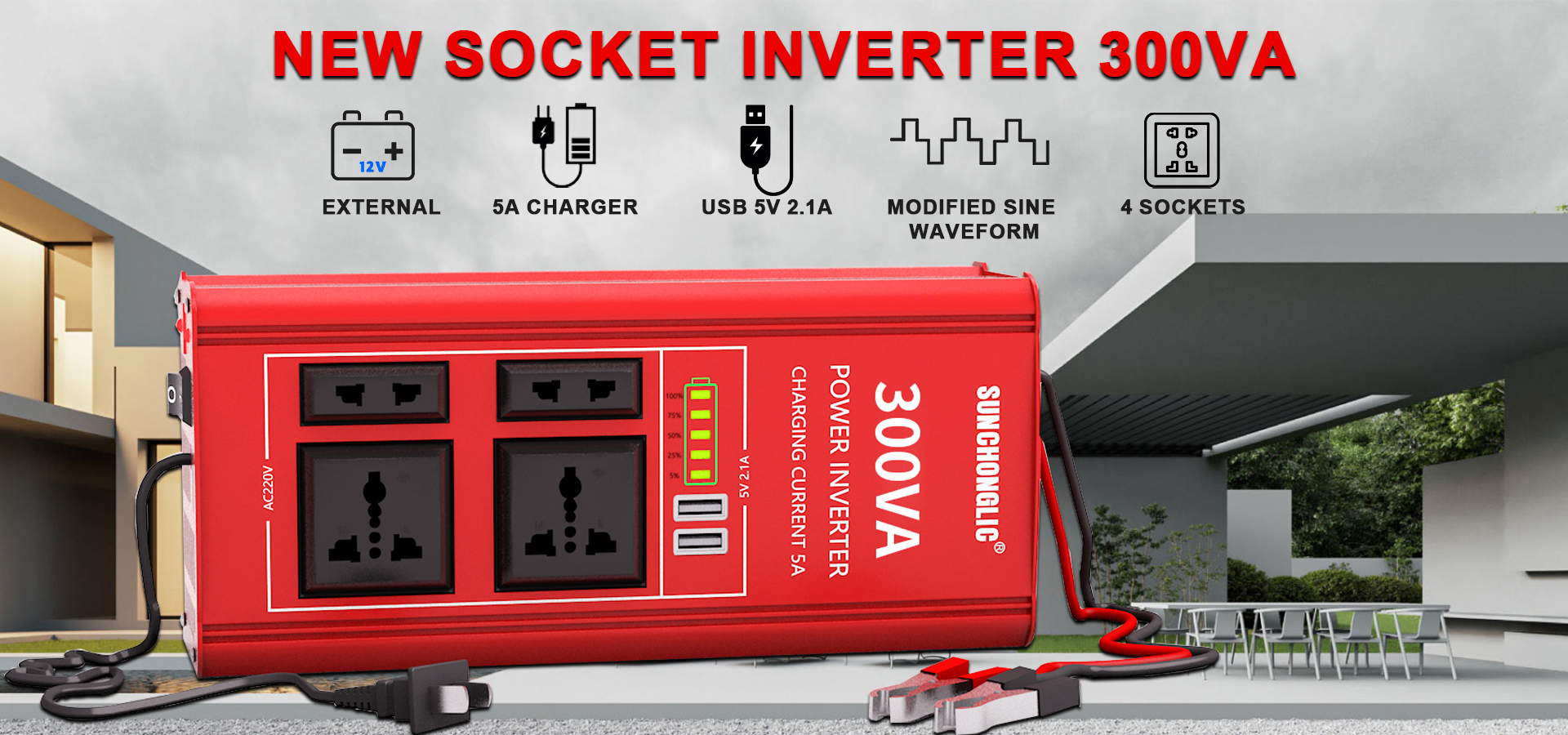 Socket inverter 300va with charger