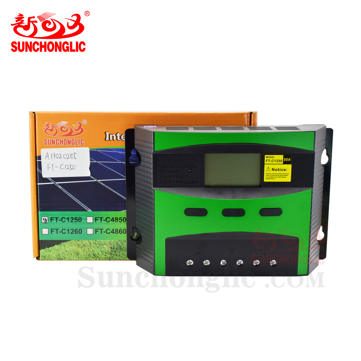 Sunchonglic charge controller 12V 24V 50A PWM solar regulator solar charge controller