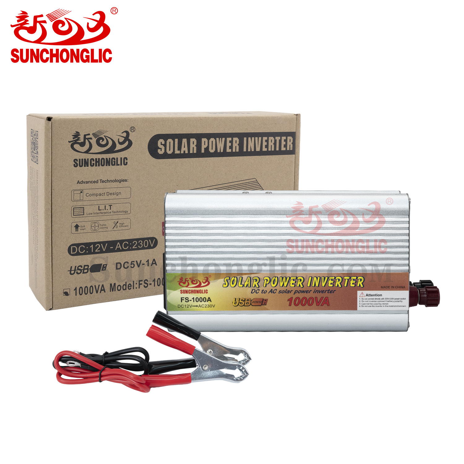 Sunchonglic inverters 12v 220v dc to ac off grid 1000w 1000va 1000 watt modified sine wave power inverter with USB output