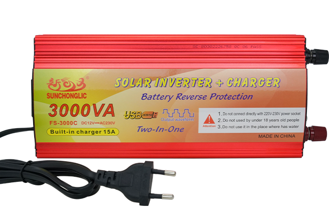 Sunchonglic inverters 12V to 220V 3KW 3000W 3000VA modified sine solar power inverter with 15A battery charger