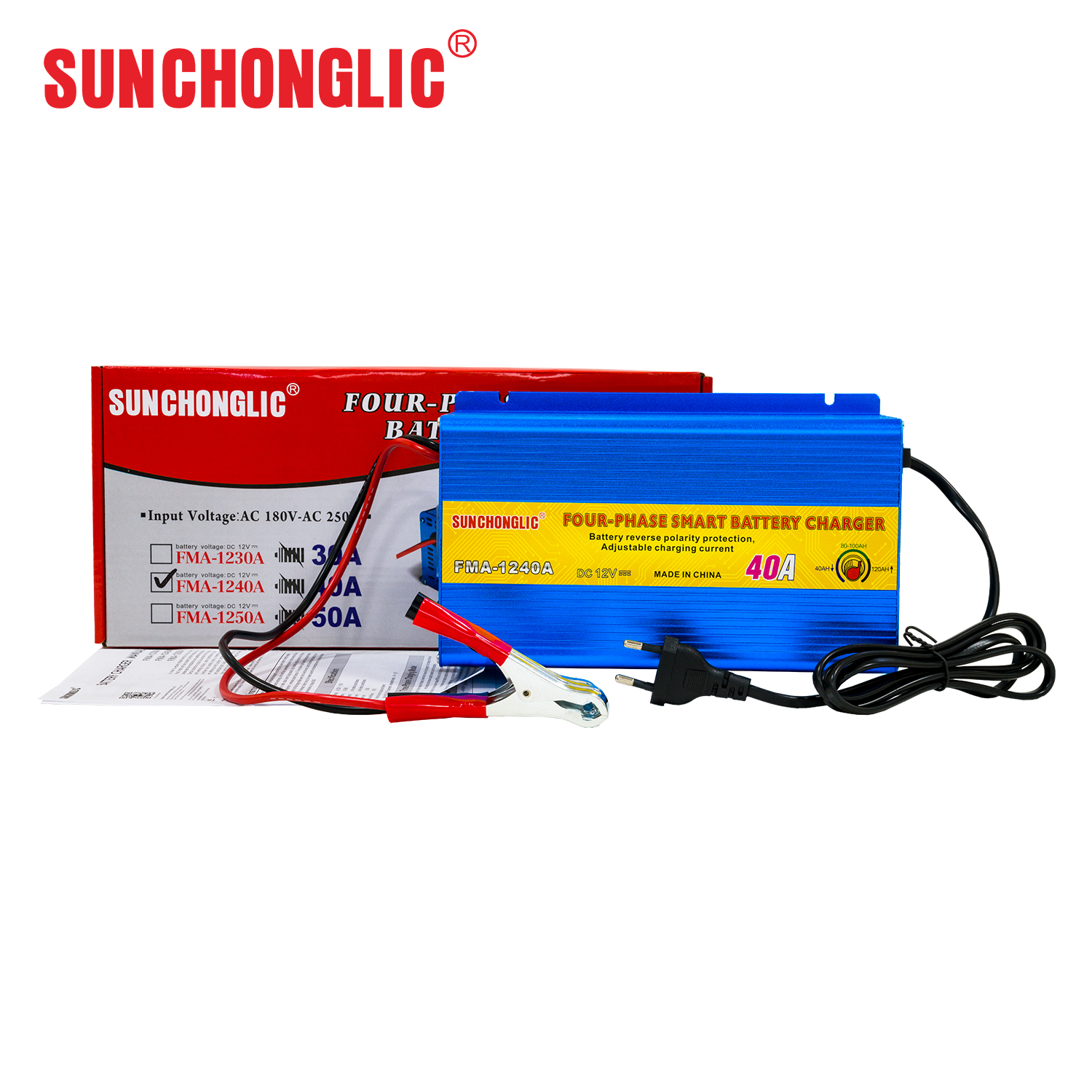 Sunchonglic four phase 12v 40A ac dc lead acid car battery charger