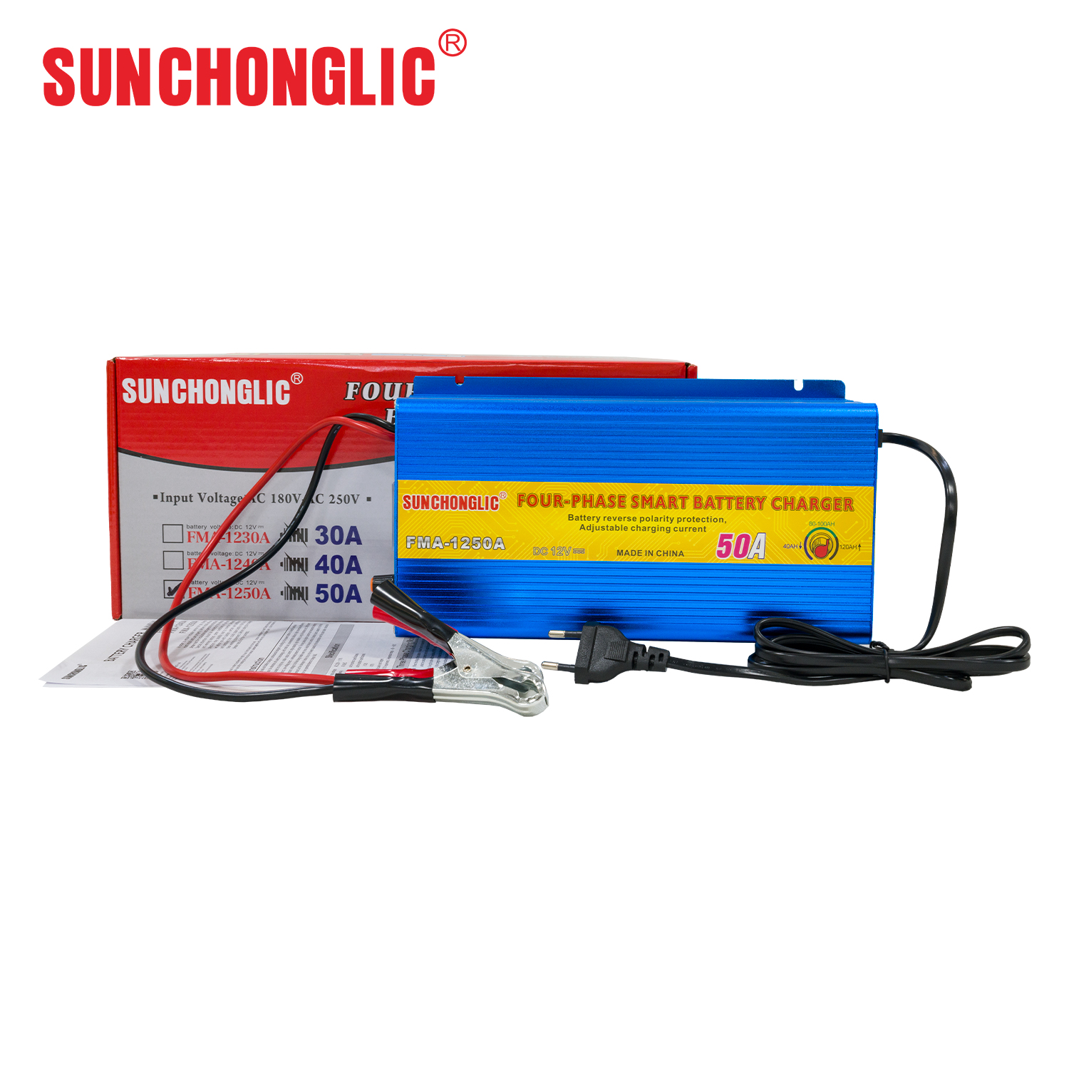 Sunchonglic 12v 50a four phase car lead acid battery charger 